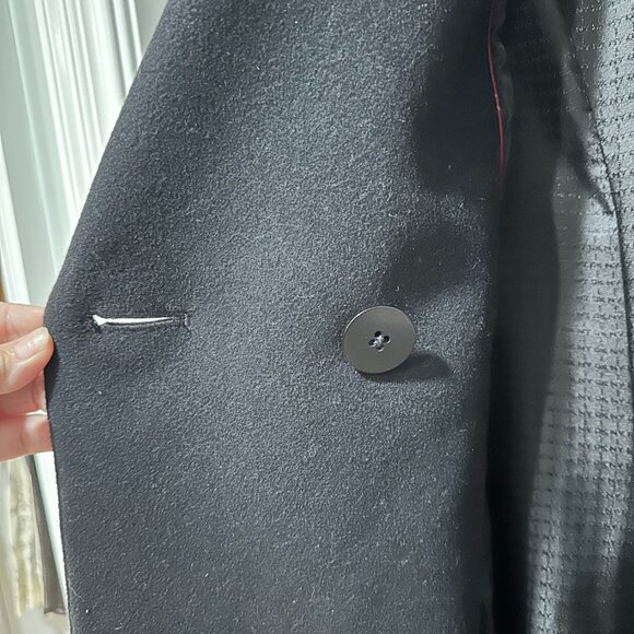 DKNY Elegant Black Wool Cashmere Blend Maxi Coat, Size 14 - Picture 7 of 16